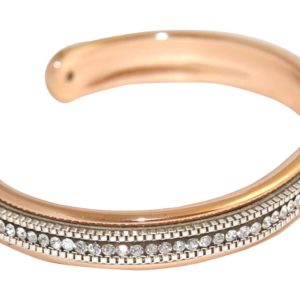 GEMSHINE Armreif mit Lederband und Strass. Armband versilbert, vergoldet oder rose vergoldet. Made in Madrid / Spain. Qualitätsvoller Schmuck im edlen Etui., Metall Farbe:Silber rose vergoldet