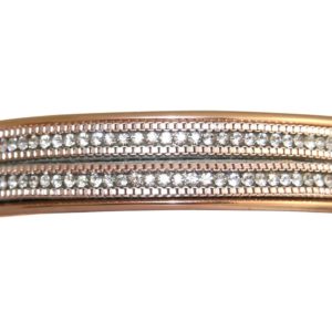GEMSHINE Armreif mit Lederband und Strass. Armband versilbert, vergoldet oder rose vergoldet. Made in Madrid / Spain. Qualitätsvoller Schmuck im edlen Etui., Metall Farbe:Silber rose vergoldet