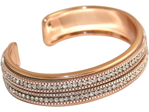 GEMSHINE Armreif mit Lederband und Strass. Armband versilbert, vergoldet oder rose vergoldet. Made in Madrid / Spain. Qualitätsvoller Schmuck im edlen Etui., Metall Farbe:Silber rose vergoldet - Image 4