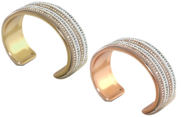 GEMSHINE Armreif mit Lederband und Strass. Armband versilbert, vergoldet oder rose vergoldet. Made in Madrid / Spain. Qualitätsvoller Schmuck im edlen Etui.