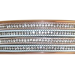 GEMSHINE Armreif mit Lederband und Strass. Armband versilbert, vergoldet oder rose vergoldet. Made in Madrid / Spain. Qualitätsvoller Schmuck im edlen Etui., Metall Farbe:Silber rose vergoldet