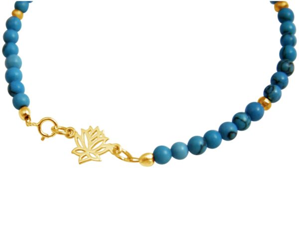 GEMSHINE Damenarmband aus hochwertig vergoldetem 925 Silber YOGA Lotusblume und Türkis. Edelsteine hervorragender Qualität. Made in Madrid / Spanien. Im eleganten Schmucketui mit Geschenkverpackung. - Image 4
