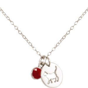 GEMSHINE Katze Anhänger mit Edelstein. 925 Silber, hochwertig vergoldet oder rose 45cm Halskette. Geschenk mit Haustier - Made in Spain, MetallStein:Silber Rubin