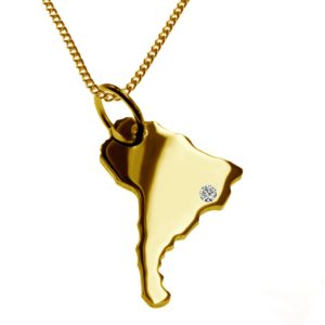 50cm Halskette + Südamerika Anhänger mit einem Brillant 0,015ct an Ihrem Wunschort in massiv 585 Gelbgold