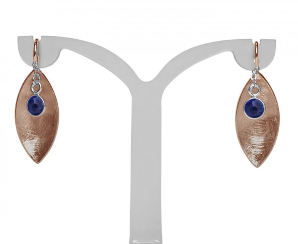 Gemshine - Damen - Ohrringe - Ohrhänger - 925 Silber - Rose Vergoldet - Marquise - Minimalistisch - Design - Saphir - Blau - 3 cm - Image 3