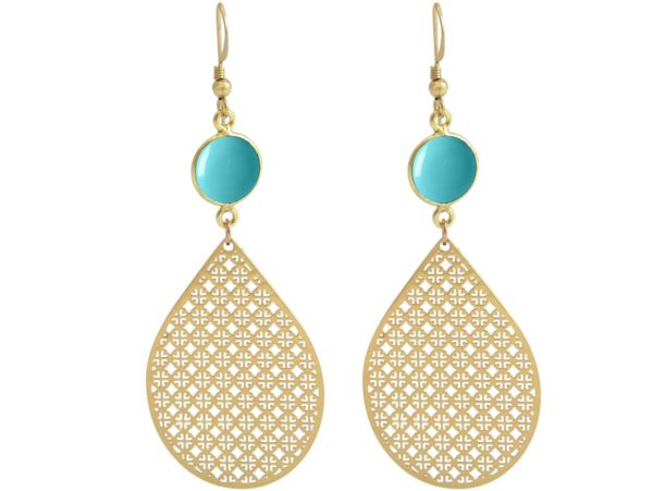 GEMSHINE Damenohrringe mit Mandalas und Türkisen hervorragender Qualität. Ohrhänger. Made in Madrid / Spanien. Im eleganten Geschenketui geliefert., Metall Farbe:Silber vergoldet - Image 3