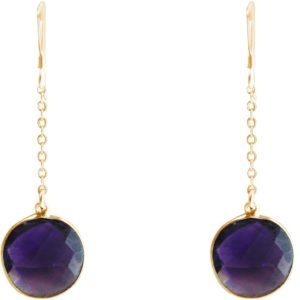 GEMSHINE Damenohrringe aus hochwertig vergoldetem 925 Silber. 4,5 cm Yoga Ohrhänger mit Amethysten hervorragender Qualität. Made in Madrid / Spanien. Im eleganten Schmucketui mit Geschenkverpackung