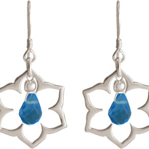 GEMSHINE Damenohrringe aus 925 Silber mit YOGA Lotusblumen und Topas Quarzen. Edelsteine hervorragender Qualität und Farbe. Made in Madrid / Spanien. Im eleganten Schmucketui und Geschenkverpackung