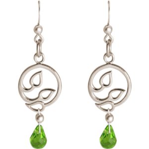 GEMSHINE Damenohrringe aus 925 Silber mit YOGA Lotusblumen und Peridot Quarzen. Edelsteine hervorragender Qualität und Farbe. Made in Madrid / Spanien. Im eleganten Schmucketui und Geschenkverpackung
