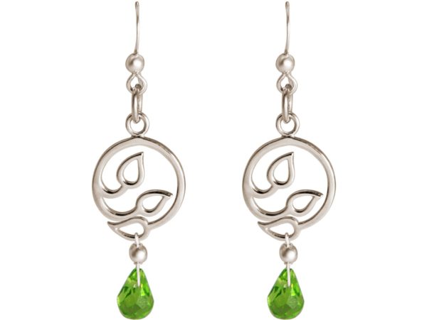 GEMSHINE Damenohrringe aus 925 Silber mit YOGA Lotusblumen und Peridot Quarzen. Edelsteine hervorragender Qualität und Farbe. Made in Madrid / Spanien. Im eleganten Schmucketui und Geschenkverpackung