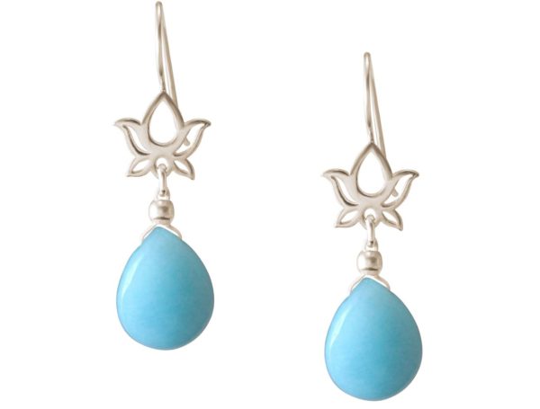 GEMSHINE Damenohrringe aus 925 Silber mit YOGA Mandala Lotusblumen und Türkisen hervorragender Qualität und Farbe. Made in Madrid / Spanien. Im eleganten Schmucketui mit Geschenkverpackung geliefert. - Image 3