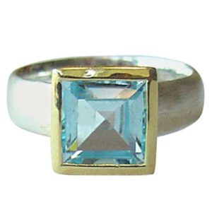 Gemshine - Damen - Ring - Silber 925 - Vergoldet - Topas - Blau, Ringgröße:52 (16.6)