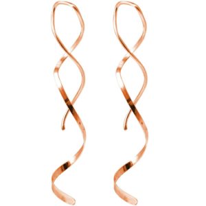 GEMSHINE Damenohrringe aus hochwertig rose vergoldetem 925 Silber. Elegant fließende 5 cm lange Designer Ohrhänger. Made in München / Deutschland. Im eleganten Schmucketui mit Geschenkverpackung.