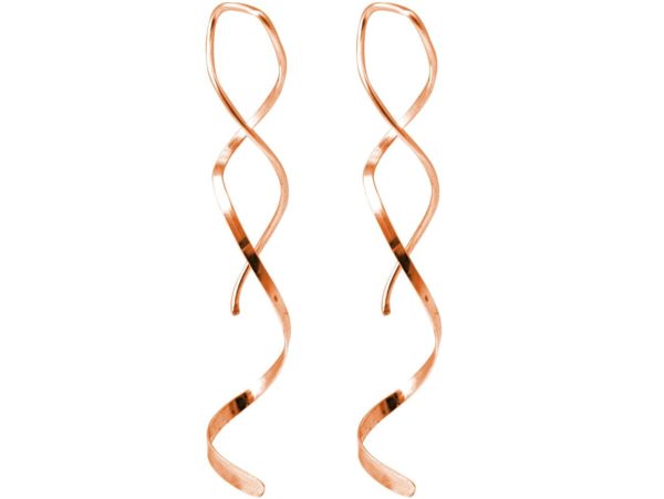 GEMSHINE Damenohrringe aus hochwertig rose vergoldetem 925 Silber. Elegant fließende 5 cm lange Designer Ohrhänger. Made in München / Deutschland. Im eleganten Schmucketui mit Geschenkverpackung.