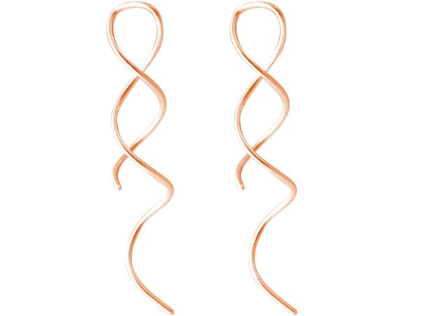 GEMSHINE Damenohrringe aus hochwertig rose vergoldetem 925 Silber. Elegant fließende 5 cm lange Designer Ohrhänger. Made in München / Deutschland. Im eleganten Schmucketui mit Geschenkverpackung. - Image 4
