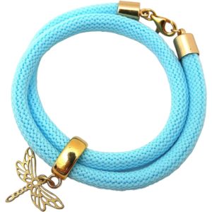 Gemshine - Damen - Armband - Wickelarmband - 925 Silber - Vergoldet - Libelle - Blau