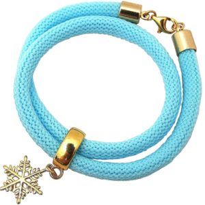 Gemshine - Damen - Armband - Wickelarmband - 925 Silber - Vergoldet - Schneeflocke - Blau