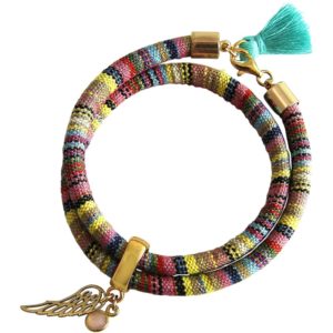 Gemshine - Damen - Armband - Wickelarmband - 925 Silber Vergoldet - Flügel - Engel - AZTEC - Rosenquarz - Rose