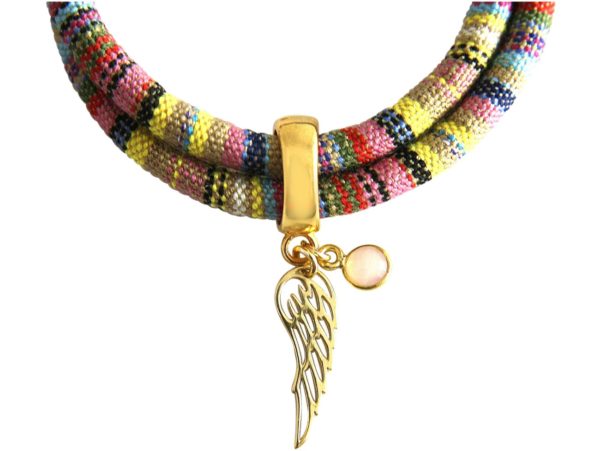 Gemshine - Damen - Armband - Wickelarmband - 925 Silber Vergoldet - Flügel - Engel - AZTEC - Rosenquarz - Rose - Image 3
