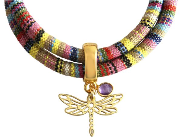 Gemshine - Damen - Armband - Wickelarmband - 925 Silber Vergoldet - Libelle - AZTEC - Amethyst - Rose - Violett - Image 3