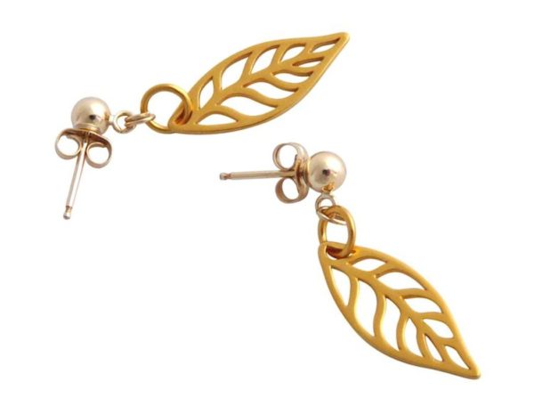 Gemshine - Damen - Ohrringe - LEAVES - 925 Silber - Vergoldet - 2,5 cm - Image 5