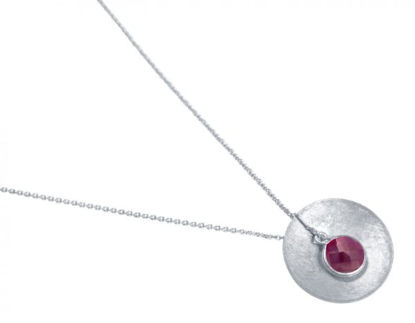 Gemshine - Damen - Halskette - Anhänger - 925 Silber - Schale -  Geometrisch - Design - Rubin - Rot - 45 cm - Image 3