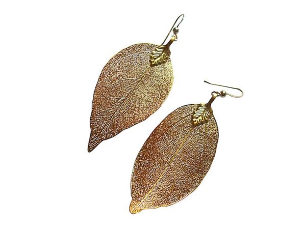 Gemshine - Damen - Ohrringe - Vergoldet - Blatt - Rose - Natur - 7 cm - Image 5