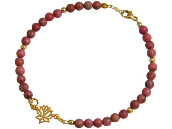 Gemshine - Damen - Armband - 925 Silber - Vergoldet - Lotus Blume - Edelstein - Rosa - YOGA - Image 3
