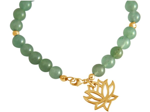 GEMSHINE Damenarmband aus hochwertig vergoldetem 925 Silber mit YOGA Lotusblume und Jade Edelsteine hervorragender Qualität. Made in Madrid / Spanien. Im eleganten Schmucketui mit Geschenkverpackung. - Image 4