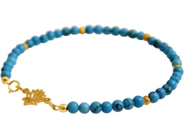 GEMSHINE Damenarmband aus hochwertig vergoldetem 925 Silber YOGA Lotusblume und Türkis. Edelsteine hervorragender Qualität. Made in Madrid / Spanien. Im eleganten Schmucketui mit Geschenkverpackung. - Image 3