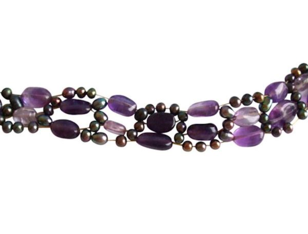 Gemshine - Damen - Halskette - Collier - Amethyst - Perlen - Vergoldet - Violett - Lila - Image 5